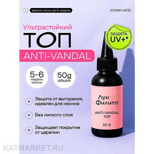 Луи Филипп 50г Anti-vandal Топ с УФ фильтром, без липкого слоя 13402014