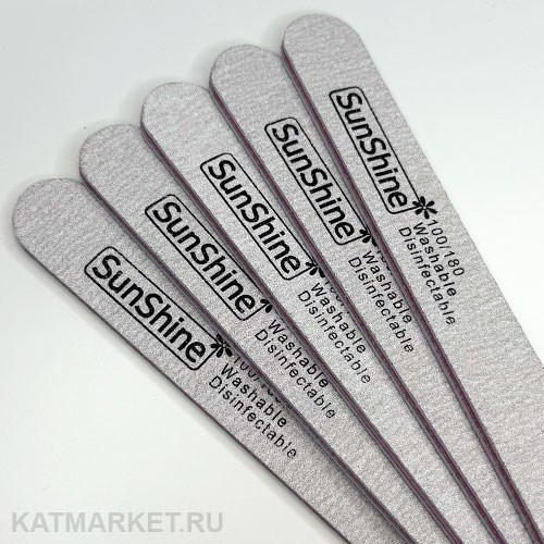 Пилка SunShine Прямая 100/180 серая с розовым основанием, блок 25шт 60607351