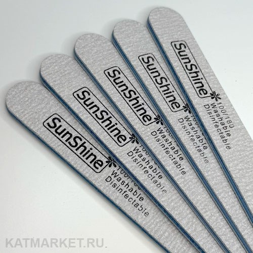 Пилка SunShine Прямая 100/180 серая с синим основанием, блок 25шт 60607353