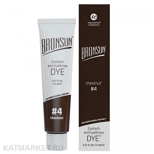 Bronsun Краска для ресниц и бровей, цвет каштан #4 15мл 83602140