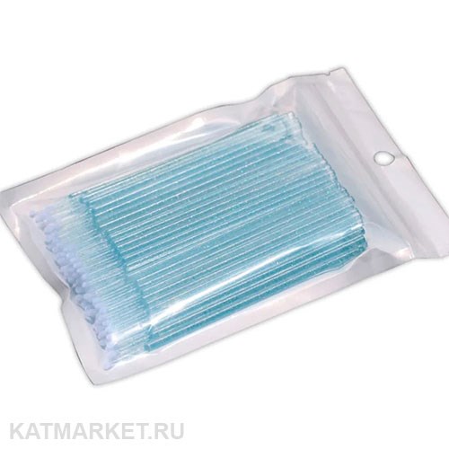 Микробраши акриловые пакет 100шт, голубые 81001008