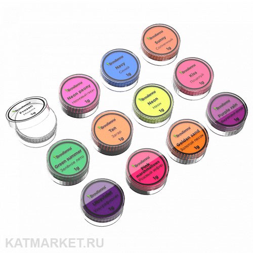 BrowXenna Набор неоновых пигментов для цветной разметки,12 цветов, 12х1г 83306101