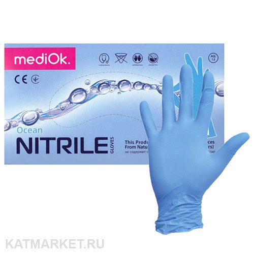 MediOk голубые S 100шт Перчатки нитриловые Ocean 60417662