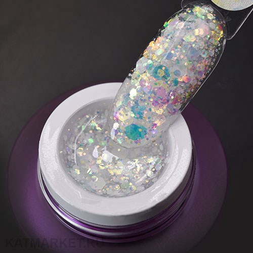 PN 5г Korean White Гель для дизайна с глиттером 10985132