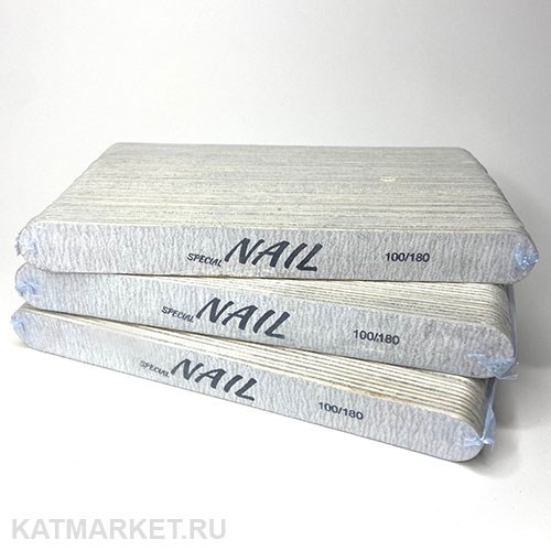 SpecialNail Пилка тонкая деревянная серая 100/180 прямая, блок 50шт (1шт-7р) 60621002