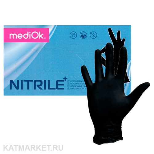 MediOk черные M 100шт Перчатки нитриловые Black+ 60417673