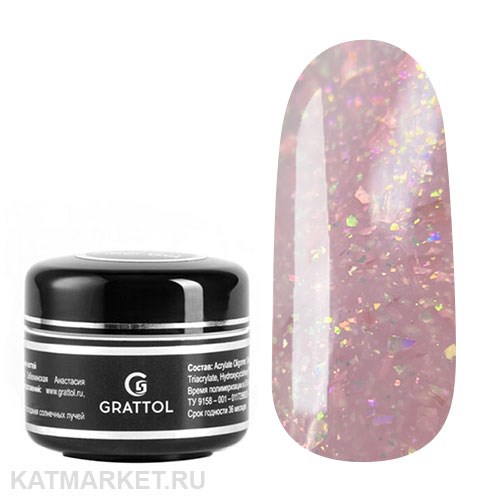 Grattol 15мл Farfor 15 Гель для моделирования с шиммером 10630015