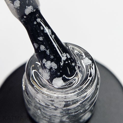 PN 8мл White Flake Топ глянцевый с белыми хлопьями без липкого слоя 10969011