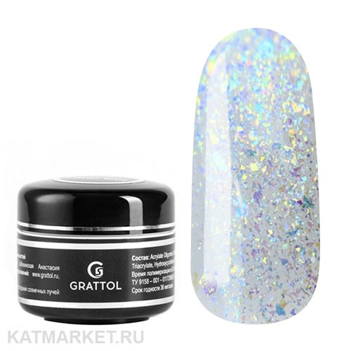 Grattol 15мл Murano 04 Гель для моделирования с шиммером 10630204