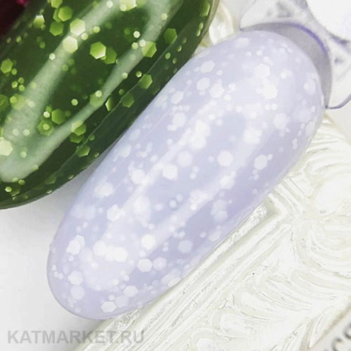 PN 8мл Flake Lychee Цветная каучуковая база нежно-серая с белыми шестигранниками 10984011