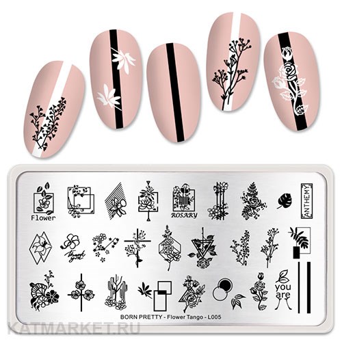 BornPretty Пластина для стемпинга Flower Tango L005 60501065