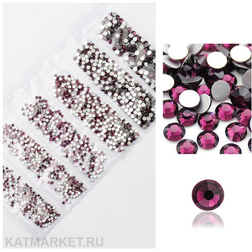 Стразы разных размеров пакет 1600шт, Аметист 61304201