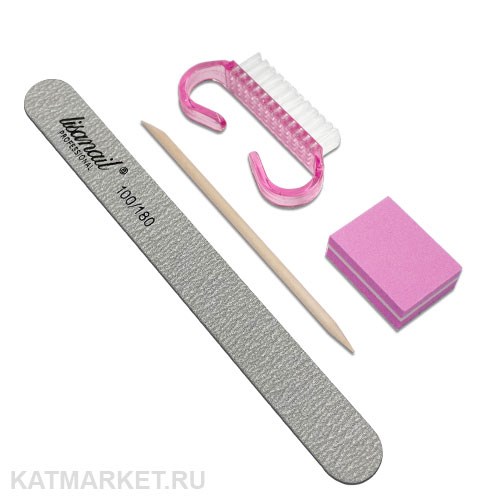 Набор Пилка Lisaprofi тонкая деревянная 100/180, Апельсиновая палочка, Мини-баф, Щетка 60618253