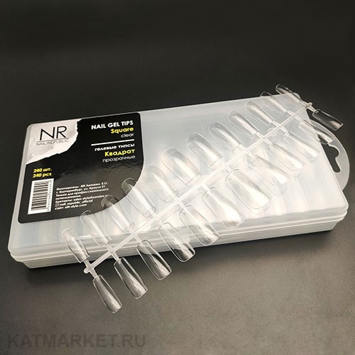 NR Square 240шт Гелевые типсы (прозрачные, Квадрат) 11737003