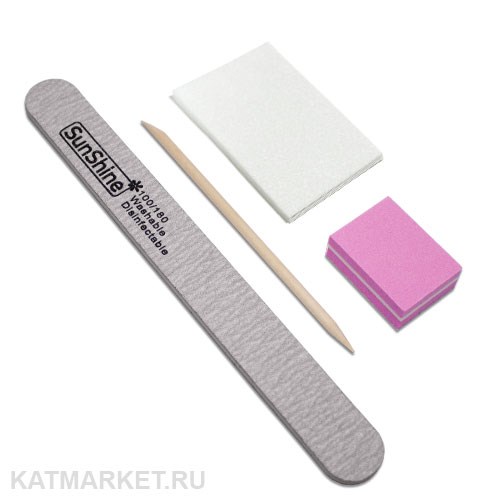 Набор Пилка Sunshine 100/180, Апельсиновая палочка, Мини-баф, Салфетки 4шт 60618204