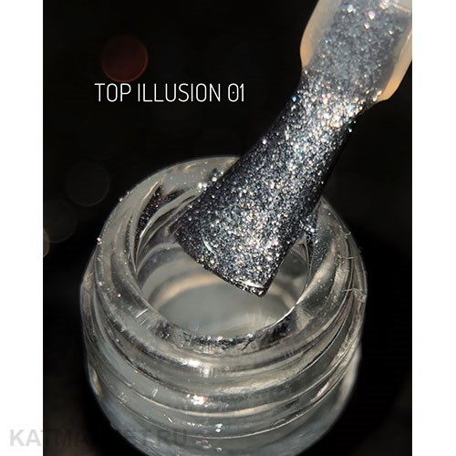 Divinail 15мл Топ Illusion без липкого слоя 01 Silver 12303151