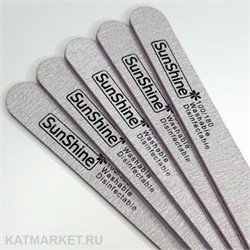 Пилка SunShine Прямая 100/180 серая с розовым основанием, блок 25шт 60607351
