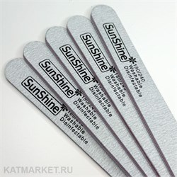 Пилка SunShine Прямая 180/240 серая с розовым основанием, блок 25шт 60607352