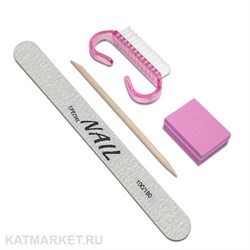 Набор Пилка SpecialNail тонкая деревянная 100/180, Апельсиновая палочка, Мини-баф, Щетка 60618273