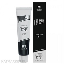 Bronsun Краска для ресниц и бровей, цвет черный #1 15мл 83602110