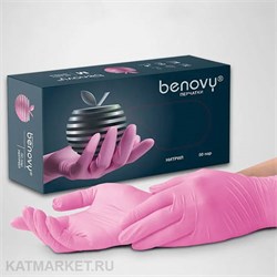 Benovy розовые L 100шт Перчатки нитриловые 60417224