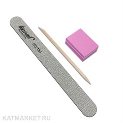 Набор Пилка Lisaprofi тонкая деревянная 100/180, Апельсиновая палочка, Мини-баф 60618251