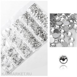 Стразы разных размеров в баночке, Кристалл 61304012