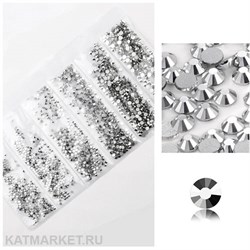 Стразы разных размеров пакет 1600шт, Серебро металлик 61304151