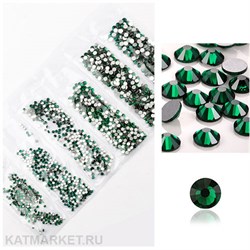 Стразы разных размеров пакет 1600шт, Изумруд 61304161