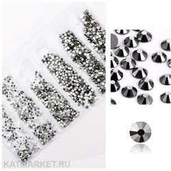 Стразы разных размеров в баночке, Серый металлик 61304182