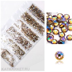 Стразы разных размеров в баночке, Коричневые Хамелеон 61304262