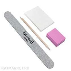 Набор Пилка Divinail 100/180, Апельсиновая палочка, Мини-баф, Салфетки 4шт 60618224